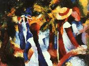 August Macke Girls Under Trees oil